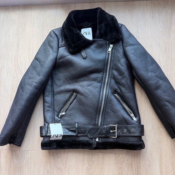 Zara Jackets & Blazers - NWT Zara faux leather and shearling coat